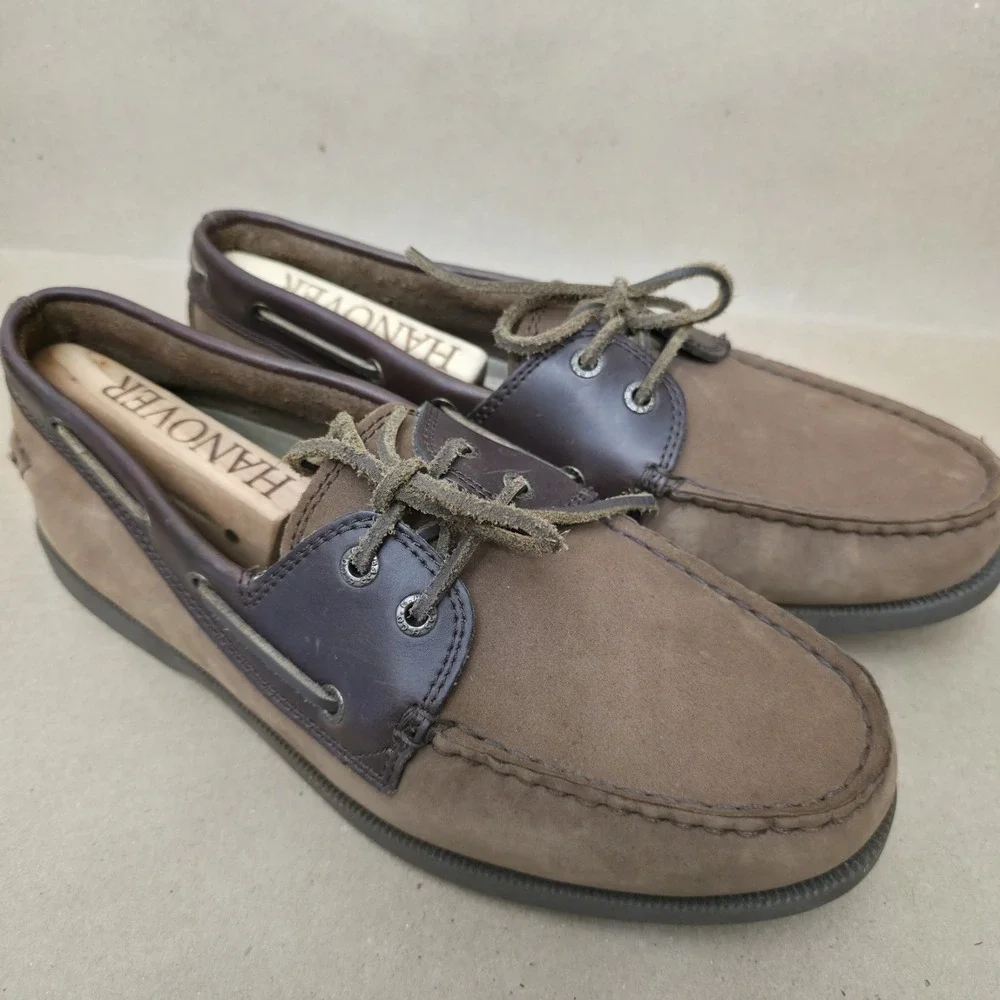 G.H. Bass Hampton (Sz 9 W) Core 2 Mens Boat Shoes Brown Nubuck Loafers Wide
